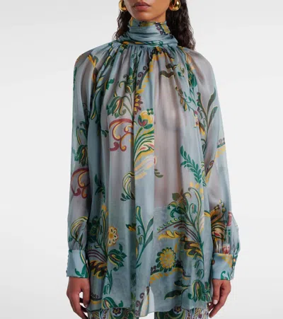 Etro Floral Long Sleeve Loose Fit Top In Multi