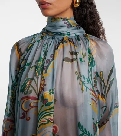Etro Floral Long Sleeve Loose Fit Top In Multi