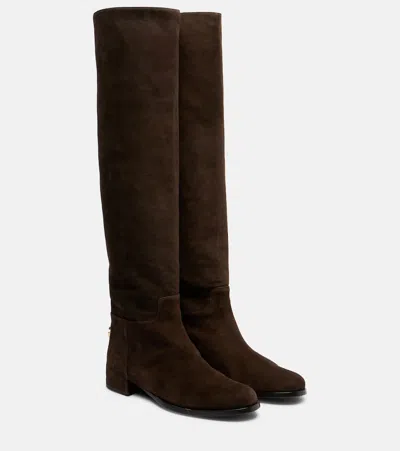 Dolce & Gabbana Over-the-knee Suede Boots Shoes In Brown