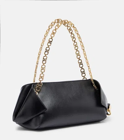 Ferragamo Brown Shoulder Bag With Logo Strap And Logo Lettering On The Front In Leather Woman In Black