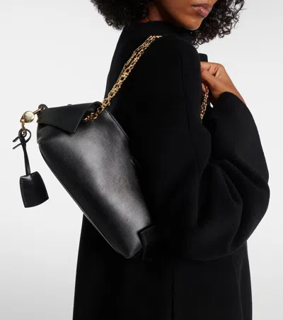 Ferragamo Brown Shoulder Bag With Logo Strap And Logo Lettering On The Front In Leather Woman In Black