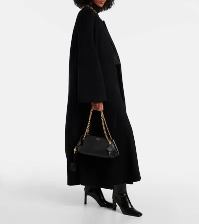 Ferragamo Brown Shoulder Bag With Logo Strap And Logo Lettering On The Front In Leather Woman In Black