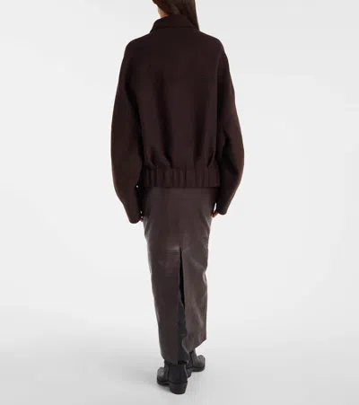 Khaite Odin Oversized Double-face Wool Jacket In Brown