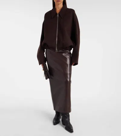 Khaite Odin Oversized Double-face Wool Jacket In Brown