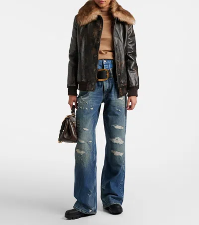 Dolce & Gabbana Wide-leg Trousers With Five Pockets And Belt Loops In Blue