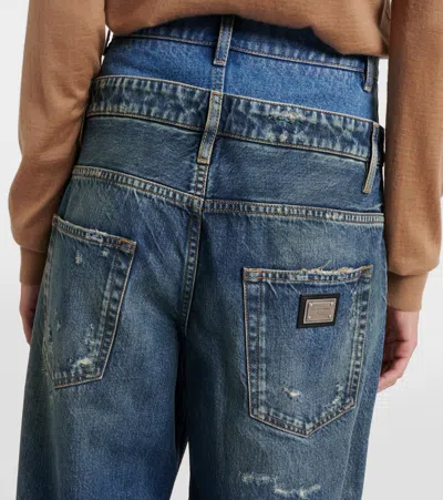 Dolce & Gabbana Wide-leg Trousers With Five Pockets And Belt Loops In Blue