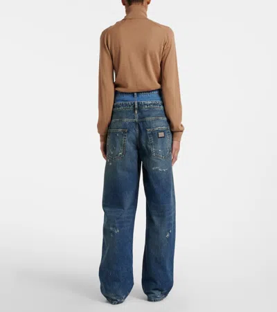 Dolce & Gabbana Wide-leg Trousers With Five Pockets And Belt Loops In Blue