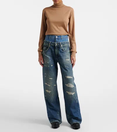 Dolce & Gabbana Wide-leg Trousers With Five Pockets And Belt Loops In Blue