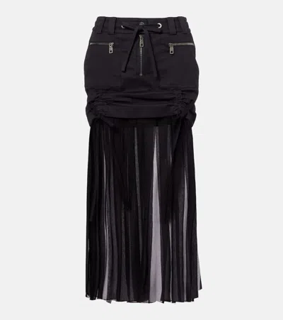 Dolce & Gabbana Black Skirt With Pleated Design And Drawstring Waist In Silk Blend Stretch Woman In Black