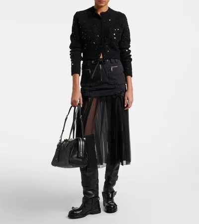 Dolce & Gabbana Black Skirt With Pleated Design And Drawstring Waist In Silk Blend Stretch Woman In Black