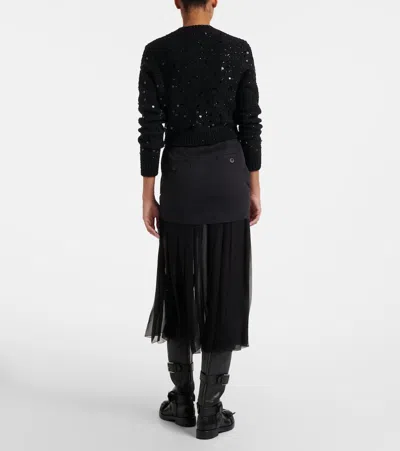 Dolce & Gabbana Black Skirt With Pleated Design And Drawstring Waist In Silk Blend Stretch Woman In Black