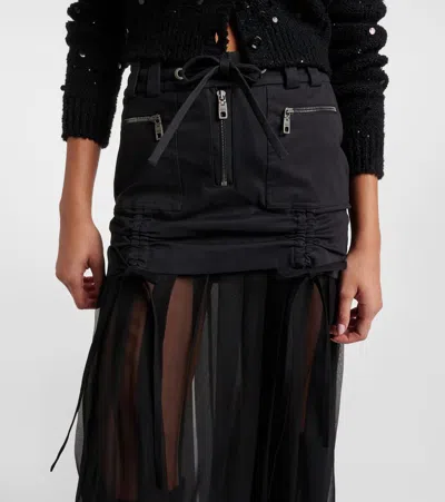 Dolce & Gabbana Black Skirt With Pleated Design And Drawstring Waist In Silk Blend Stretch Woman In Black