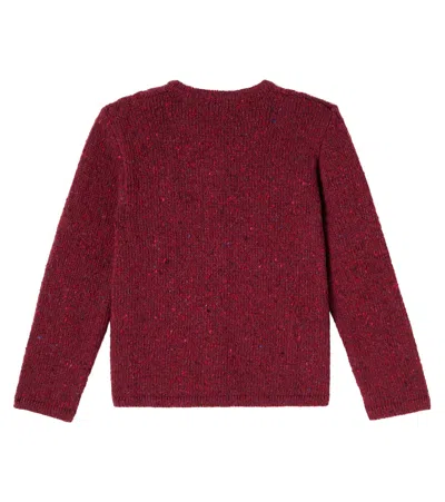 La Coqueta Denali Cable-knit Wool-blend Cardigan In Burgundy