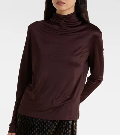 Dries Van Noten Huala Draped Top In Burgundy