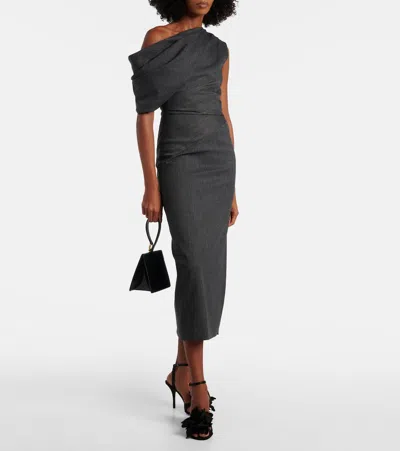 Ferragamo Black Satin Flower Sandals In Black