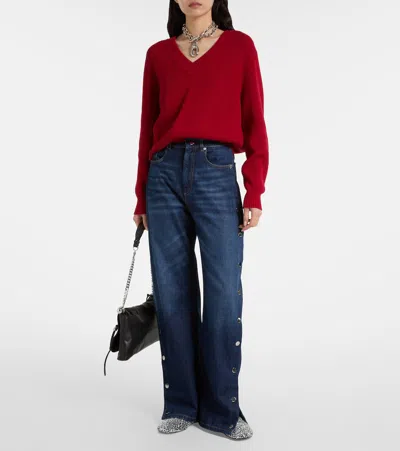 Sportmax Lichene Side Snap Wide Leg Jeans In Blue