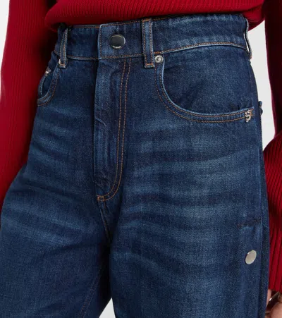 Sportmax Lichene Side Snap Wide Leg Jeans In Blue