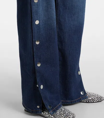 Sportmax Lichene Side Snap Wide Leg Jeans In Blue