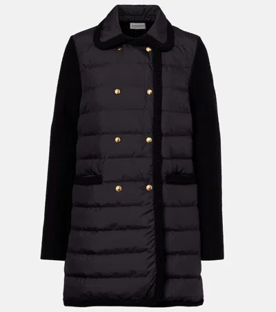 Moncler Double-breasted Wool And Cashmere-blend And Quilted Shell Down Cardigan. In Black