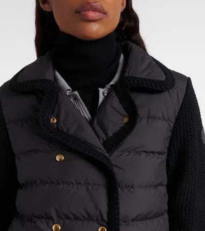 Moncler Double-breasted Wool And Cashmere-blend And Quilted Shell Down Cardigan. In Black