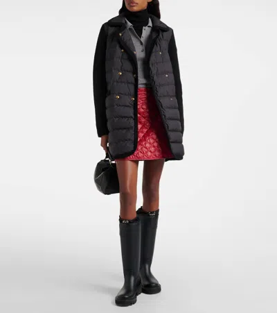 Moncler Double-breasted Wool And Cashmere-blend And Quilted Shell Down Cardigan. In Black