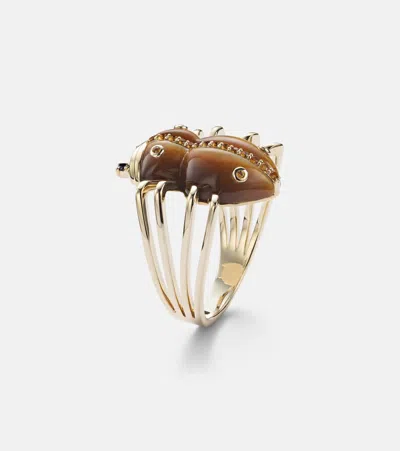Yvonne Léon Araignée 9kt Gold Ring With Gemstones In Gold