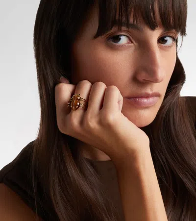 Yvonne Léon Araignée 9kt Gold Ring With Gemstones In Gold