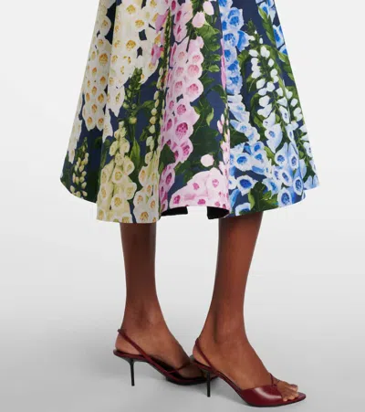 Oscar De La Renta Multi Foxglove Degrade Printed Faille Midi Cocktail Dress
