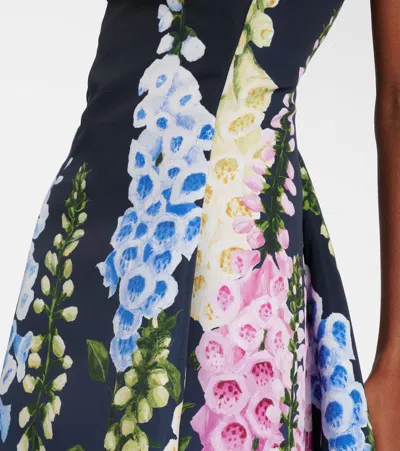 Oscar De La Renta Multi Foxglove Degrade Printed Faille Midi Cocktail Dress