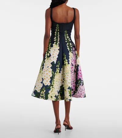 Oscar De La Renta Multi Foxglove Degrade Printed Faille Midi Cocktail Dress