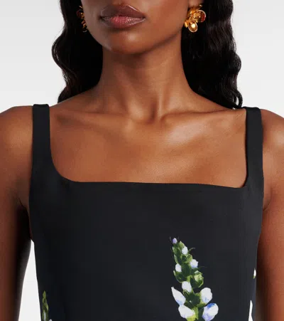 Oscar De La Renta Multi Foxglove Degrade Printed Faille Midi Cocktail Dress