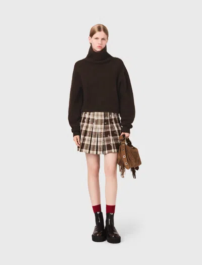 Maje Yak Blend Roll-neck Sweater In Brown