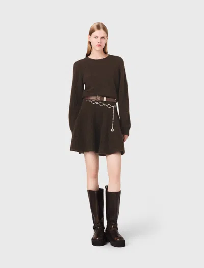 Maje Short Yak Blend Dress In Brown