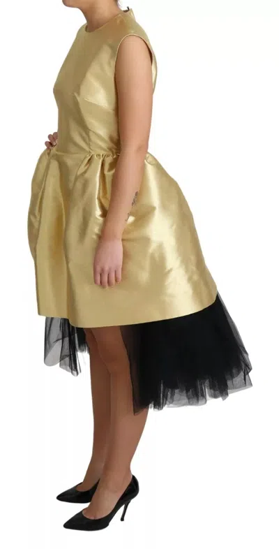 Pre-owned Dolce & Gabbana Gold Polyester Sleeveless A-line Tulle Women's Dress () In Multi