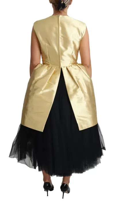 Pre-owned Dolce & Gabbana Gold Polyester Sleeveless A-line Tulle Women's Dress () In Multi