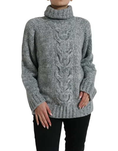 Dolce & Gabbana Gray Cashmere Turtle Neck Pullover Women's Sweater In Gray