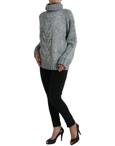 Dolce & Gabbana Gray Cashmere Turtle Neck Pullover Women's Sweater In Gray