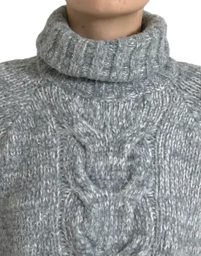 Dolce & Gabbana Gray Cashmere Turtle Neck Pullover Women's Sweater In Gray