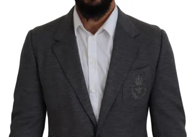 Dolce & Gabbana Gray Wool Stretch Slim Fit Jacket Men's Blazer In Gray