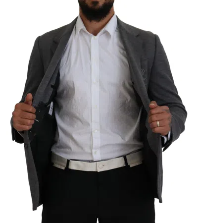 Dolce & Gabbana Gray Wool Stretch Slim Fit Jacket Men's Blazer In Gray