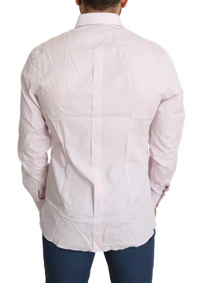 Pre-owned Dolce & Gabbana Light Pink Cotton Formal Gold Dress Men's Shirt ()