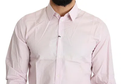 Pre-owned Dolce & Gabbana Light Pink Cotton Formal Gold Dress Men's Shirt ()