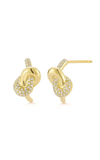 Ef Collection 14k Yellow Gold Diamond Stud Earrings In Gold