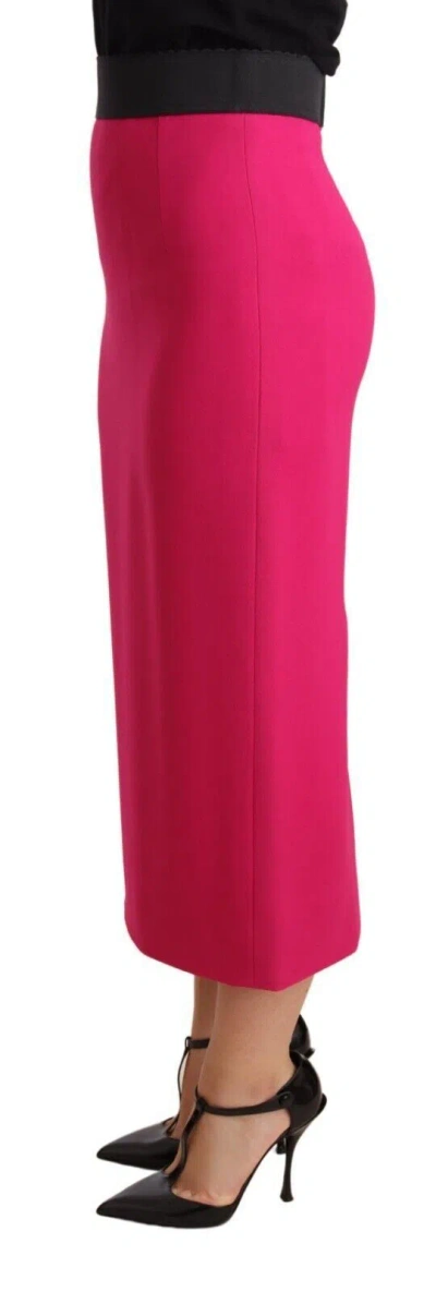 Dolce & Gabbana Pink High Waist Stretch Pencil Straight Skirt In Pink