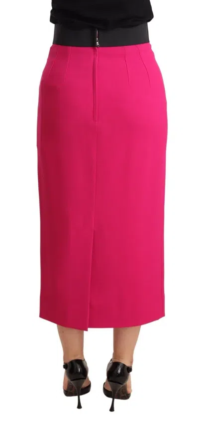Dolce & Gabbana Pink High Waist Stretch Pencil Straight Skirt In Pink