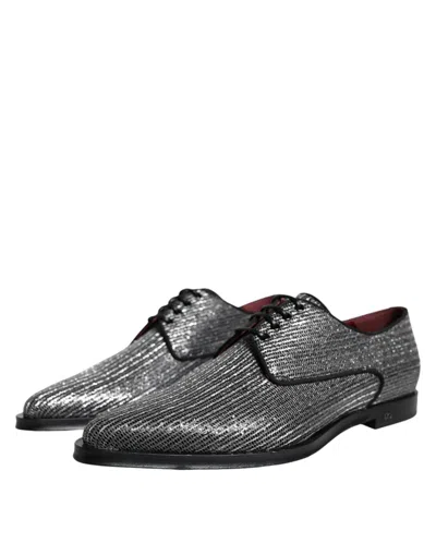 Dolce & Gabbana Silver Polyurethane Derby Formal Dress Shoes In Multi
