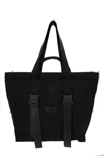 Y-3 Spacious Tote Bag With Leather Straps And Embossed Logo In Black