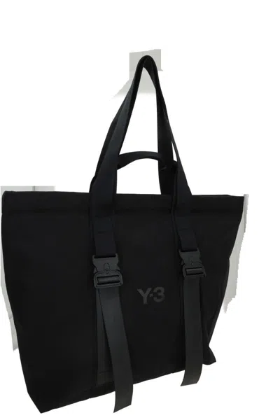 Y-3 Spacious Tote Bag With Leather Straps And Embossed Logo In Black