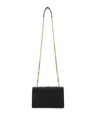 Saint Laurent Women Small Envelope Quilted Grain Leather Bag In Black