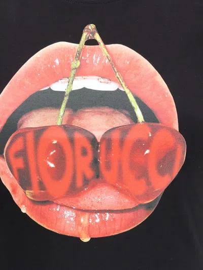 Fiorucci Cherry Mouth Graphic Crop T-shirt In Black